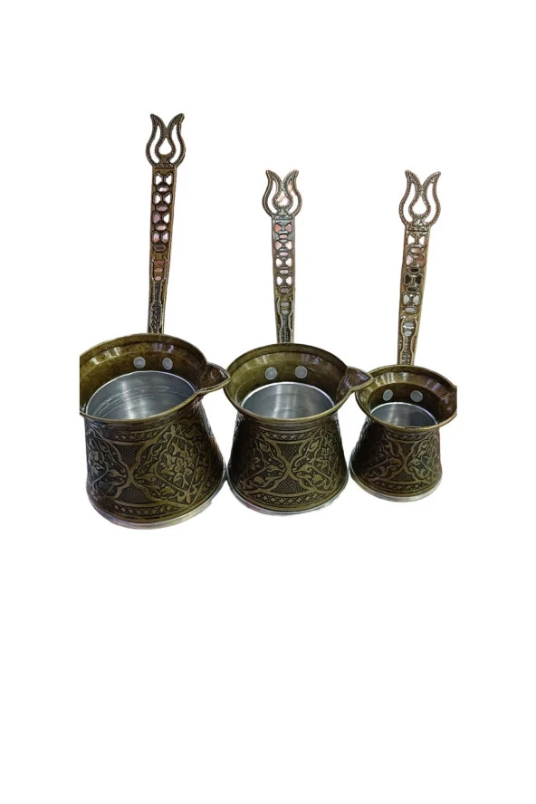 Işlemeli Döküm Cezve Seti 3 Lü - Resim 2