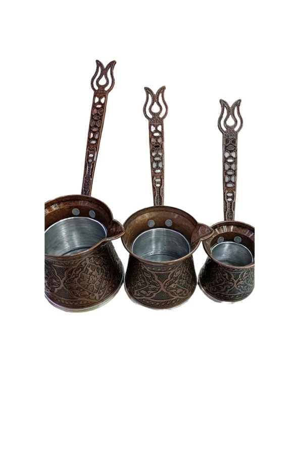 Işlemeli Döküm Cezve Seti 3 Lü - Resim 3