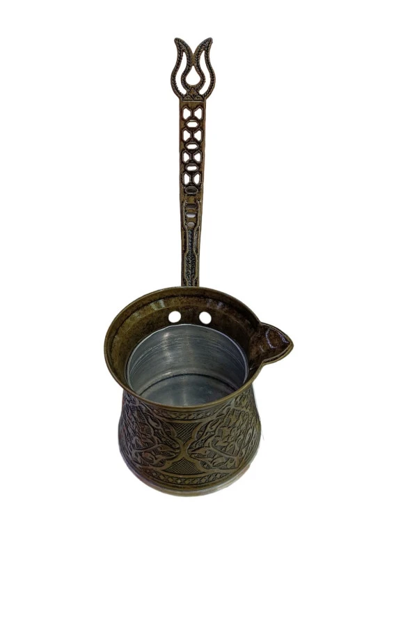 Antik Bakır Cezve Işlemeli 4kişilik - Resim 3