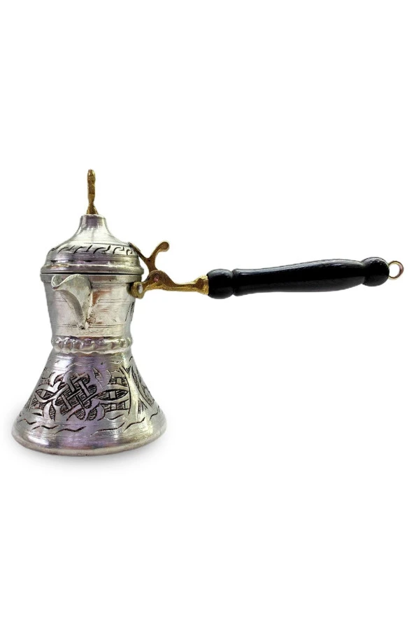 Özel Seri Kapaklı Bakır Cezve Kalın Mırra Cezvesi Nikelajlı - Resim 2