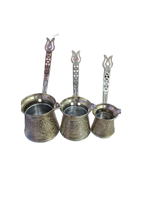 Işlemeli Döküm Cezve Seti 3 Lü - Resim 2