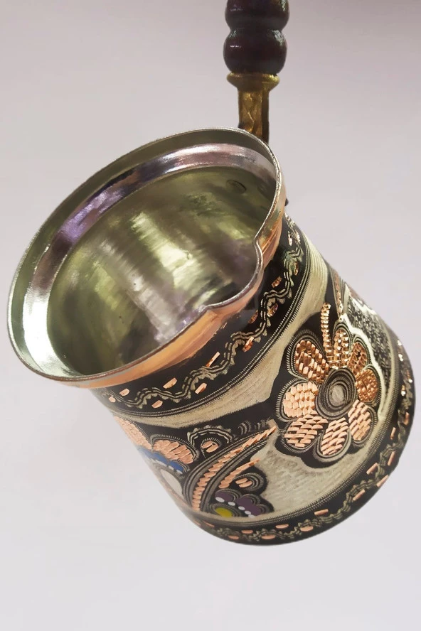 Battal Boy Özel Erzincan Işlemeli Bakır Cezve - Resim 4