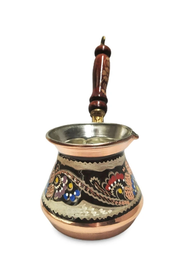 Özel Erzincan El Işlemeli Bakır Cezve 3 Kişilik - Resim 2