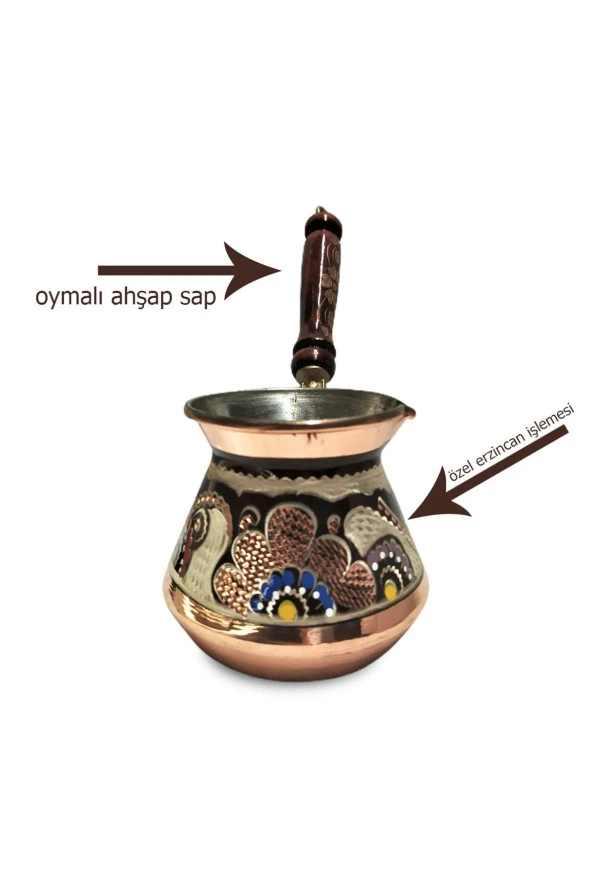 3'lü Bakır Cezve Takımı Özel Erzincan Işlemeli - Resim 2