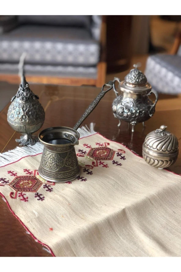 Bakır Tek Kişilik Desenli Cezve