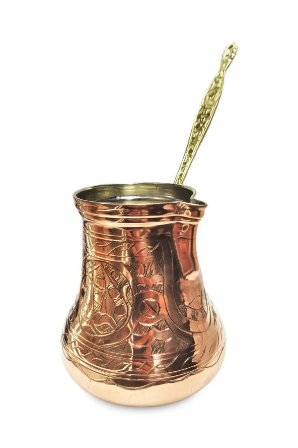 2'li Takım El Işi Ağır Bakır Cezve - Resim 3