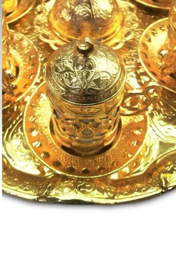 Antik Osmanlı Desenli Bakır Fincan Takımı