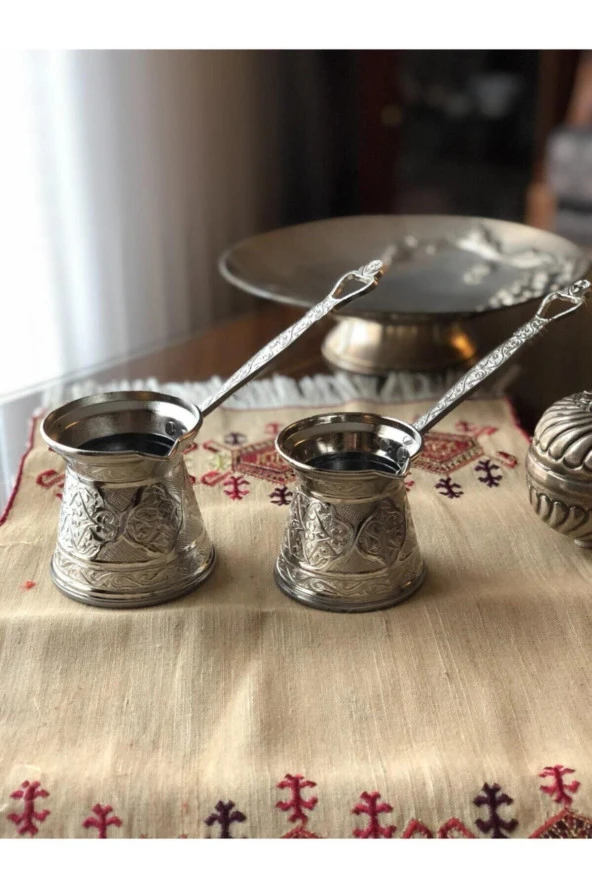 Bakır Dört Kişilik Desenli Cezve - Resim 3