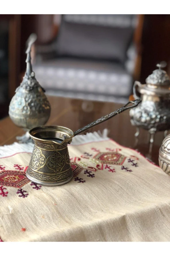Bakır Tek Kişilik Desenli Cezve - Resim 3