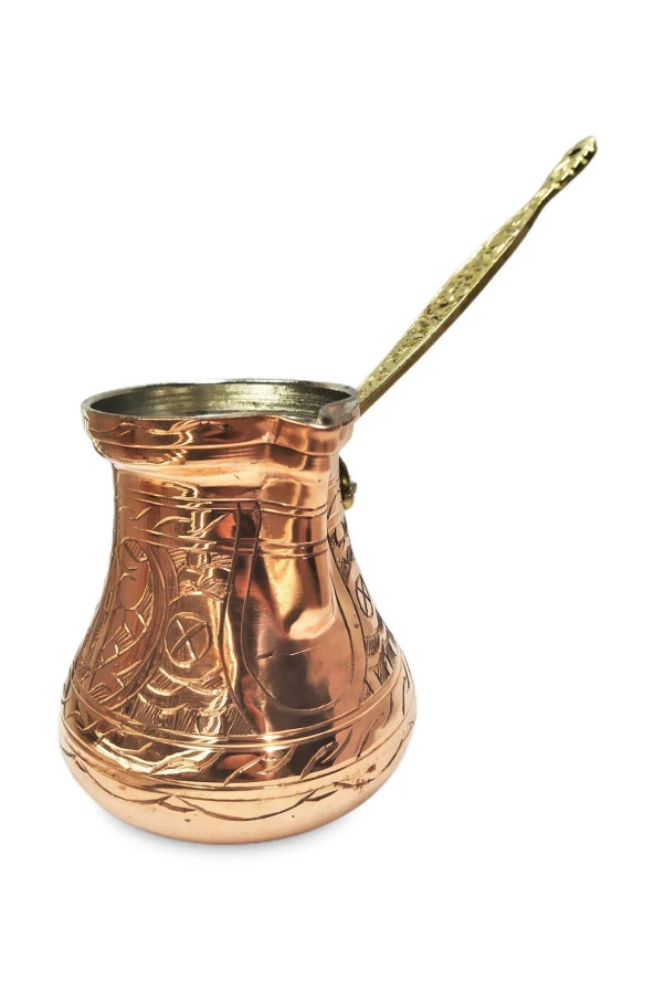 El Işi Keski Işlemeli Ağır Bakır Cezve