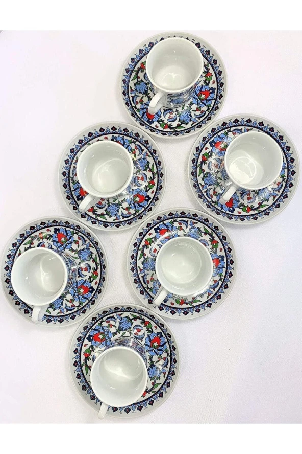 6'lı Topkapı Fincan Takımı Nakışlı Kütahya