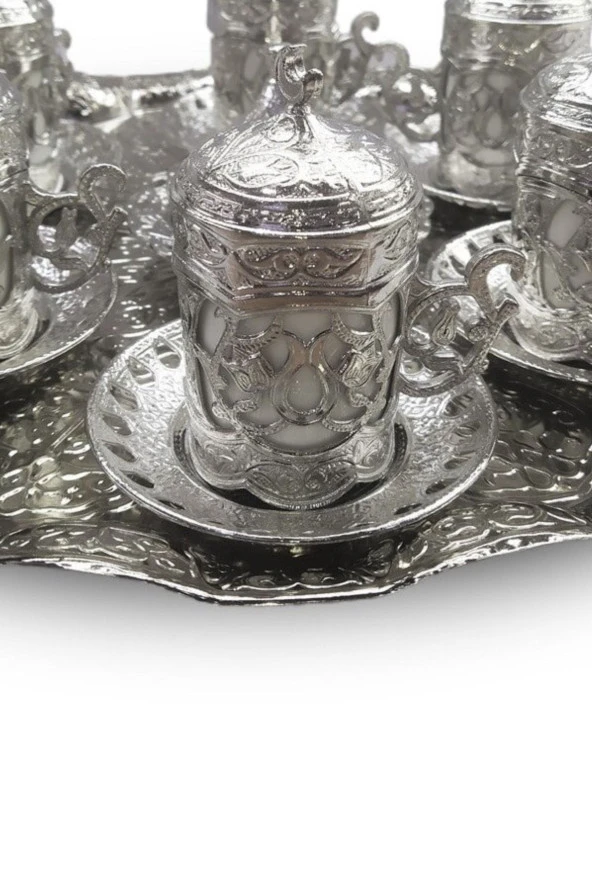 Antik Osmanlı Desenli Bakır Fincan Takımı