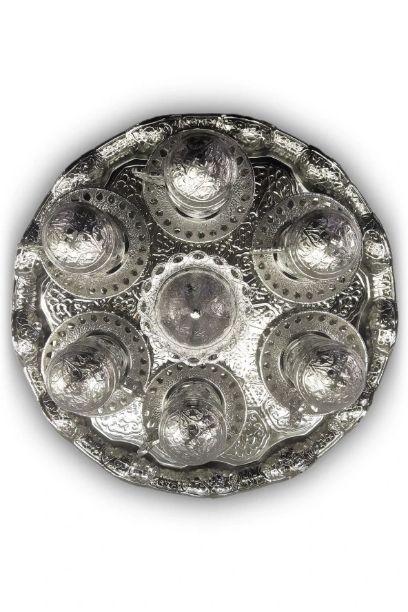 Antik Osmanlı Desenli Bakır Fincan Takımı - 4