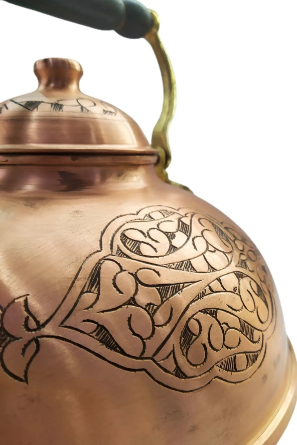 Özel Yapım Battal El Işlemesi Bakır Demlik Kalın Ağır - Resim 2