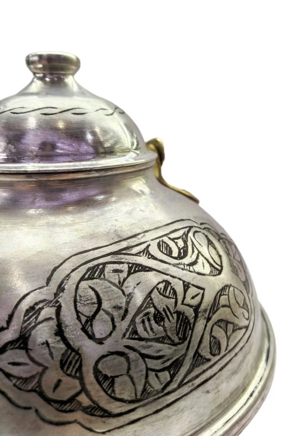 Özel Yapım El Işlemesi Bakır Demlik Kalın Ağır Kalaylı - Resim 3