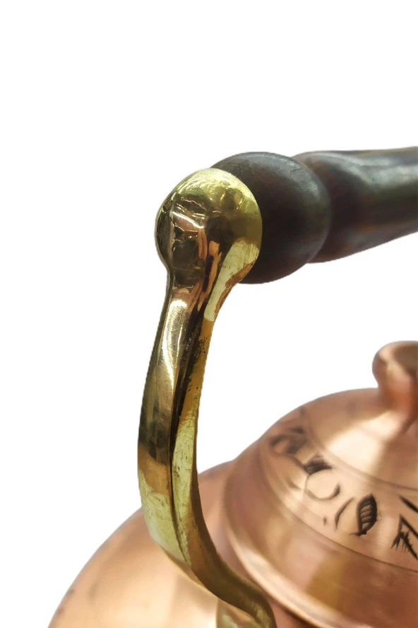 Özel Yapım Battal El Işlemesi Bakır Demlik Kalın Ağır - Resim 3