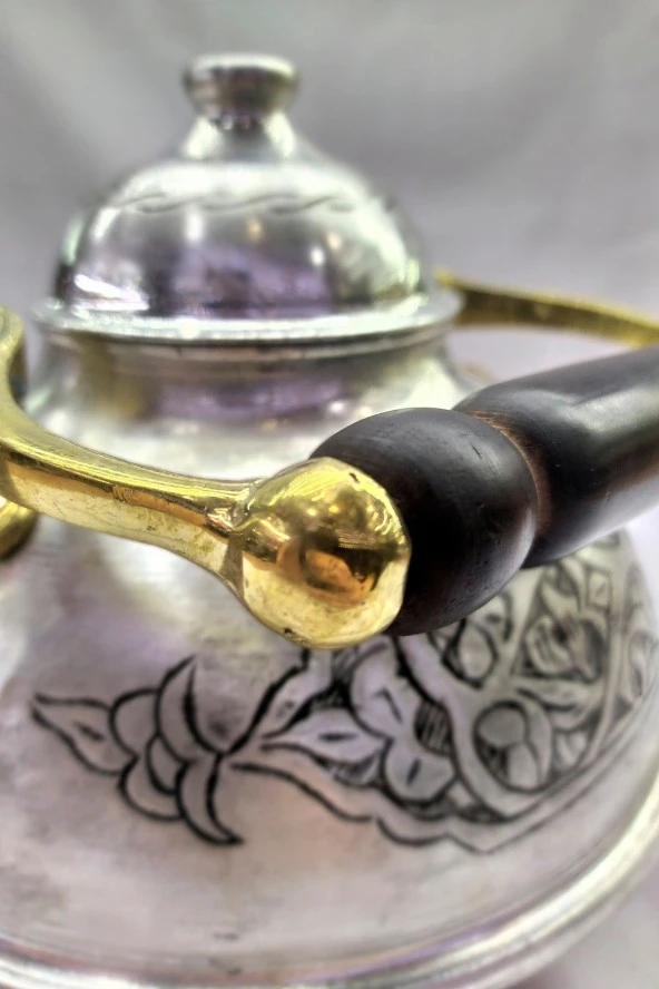 Özel Yapım El Işlemesi Bakır Demlik Kalın Ağır Kalaylı - Resim 4