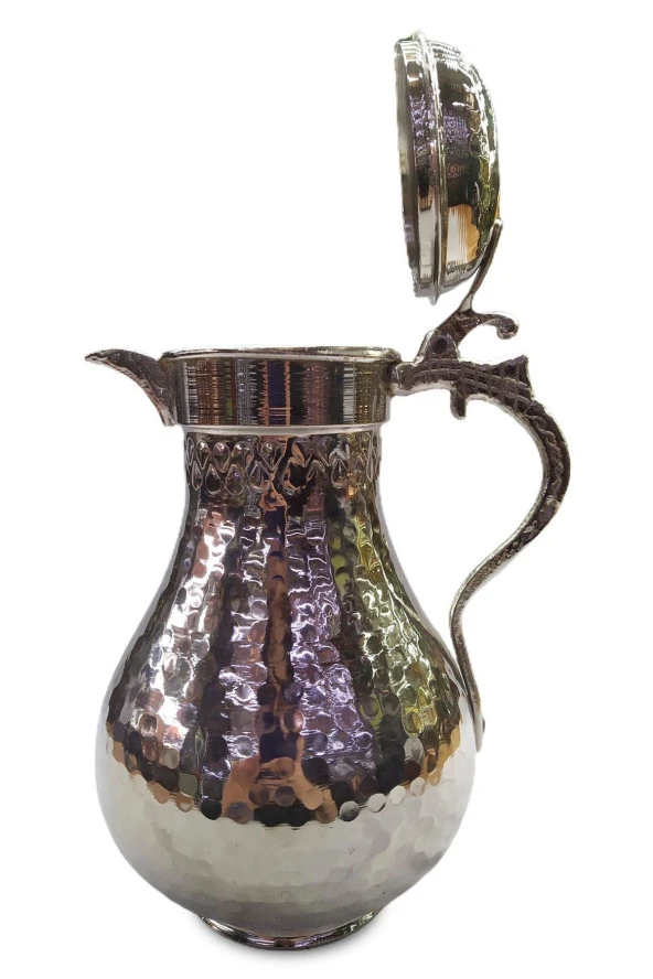 Kapaklı Damla Detaylı Bakır Sürahi + 2 Ayran Bardağı - Resim 2