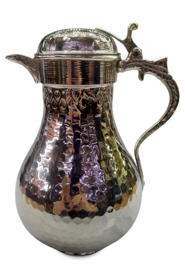 Kapaklı Damla Detaylı Bakır Sürahi + 2 Ayran Bardağı - Resim 3