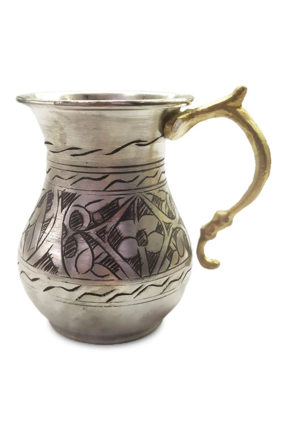 Özel Yapım Eskitme Kalın Bakır Sürahi 2 Ayran Bardağı - 3