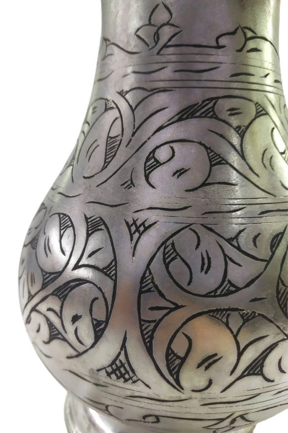 Özel Yapım Eskitme Kalın Bakır Sürahi 2 Ayran Bardağı - 4