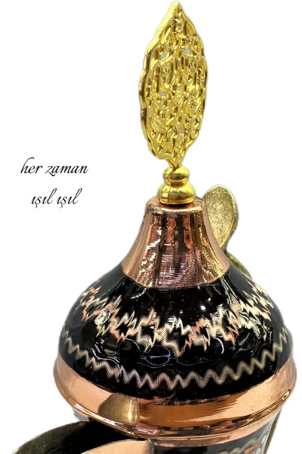 Geleneksel Erzincan Işlemeli Bakır Kahve Çay Su Servis Ve Demleme - 5