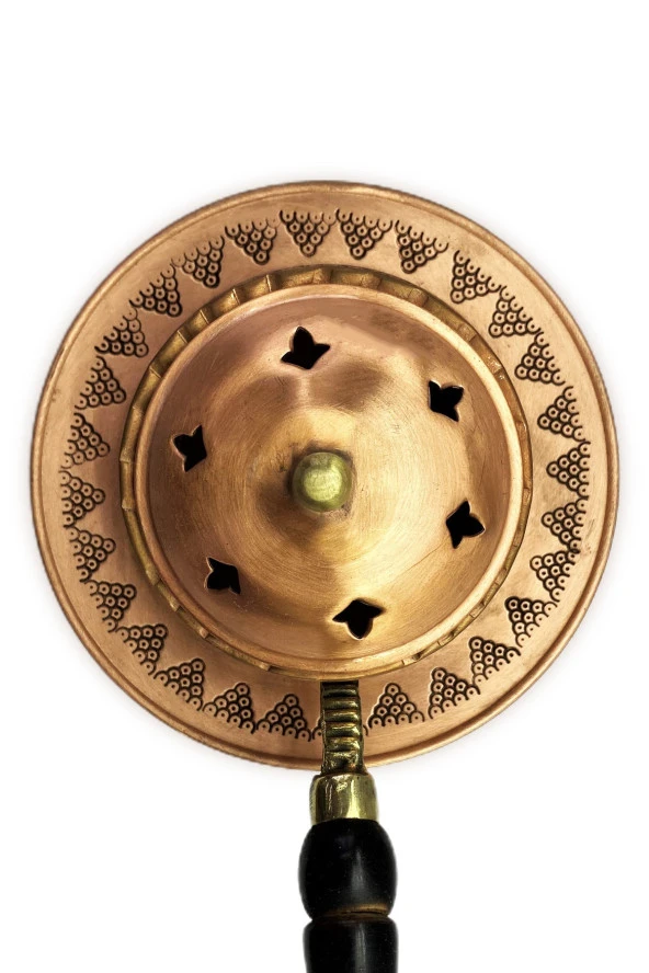 Tabaklı Geleneksel El Yapımı Bakır Buhurdanlık Tütsülük - 3