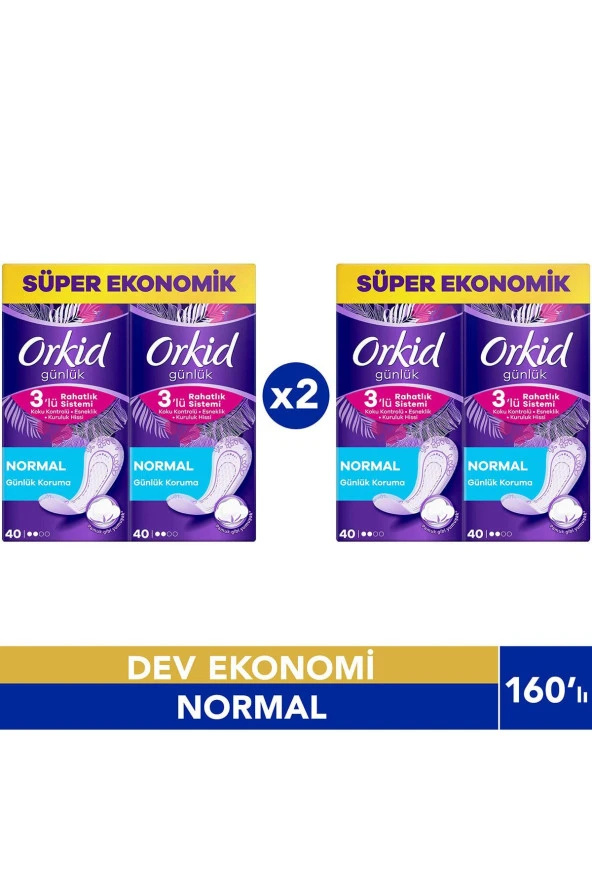 OrkidGünlük Ped Normal Dev Ekonomi Paketi 80 Ped (80x2)