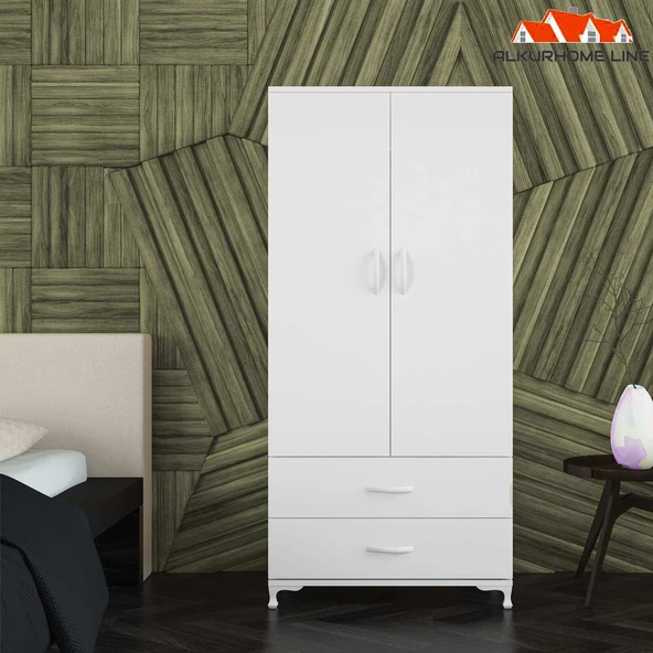 MODİLAYN VERDA 80x173x44cm Kapılı 2 Çekmeceli Gardırop, Elbise Dolabı - 2