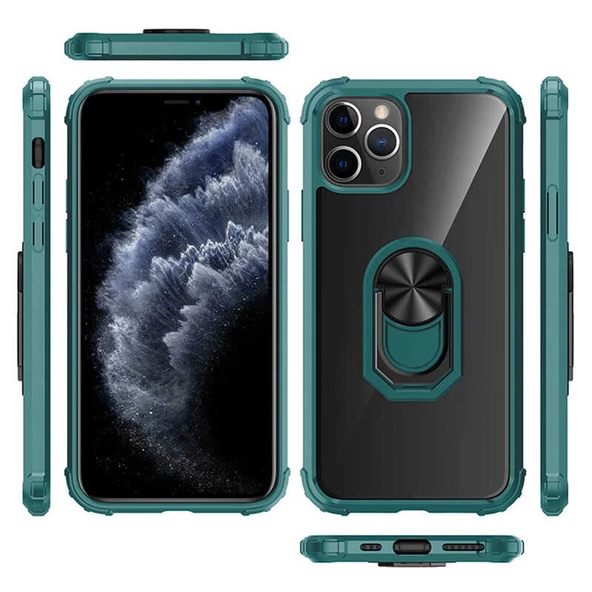 Apple iPhone 11 Pro Max Kılıf Şeffaf Sararmaz Yüzüklü Mola Kapak - 3