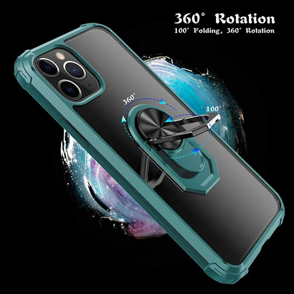 Apple iPhone 11 Pro Max Kılıf Şeffaf Sararmaz Yüzüklü Mola Kapak - 7