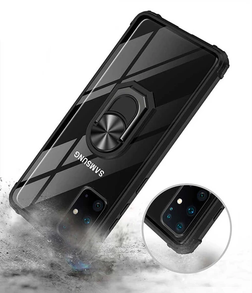 Samsung Samsung Galaxy S20 Plus Kılıf Şeffaf Sararmaz Yüzüklü Mola Kapak - 8