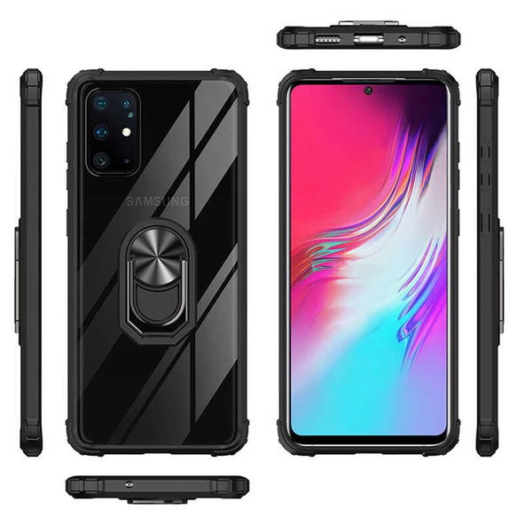 Samsung Samsung Galaxy S20 Plus Kılıf Şeffaf Sararmaz Yüzüklü Mola Kapak - 2