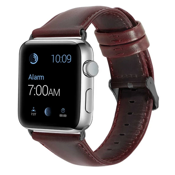 Apple Watch 10/11 42mm-38/40/41mm Kordon Luxury Leather Deri Kordon 2/3/4/5/6/se/7/8/9 - Resim 9