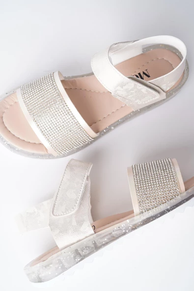 Muggo WİNNİE Garantili Günlük Ortopedik Hafif Taban Taşlı  ve Cırtlı Kız Çocuk Sandalet - 7