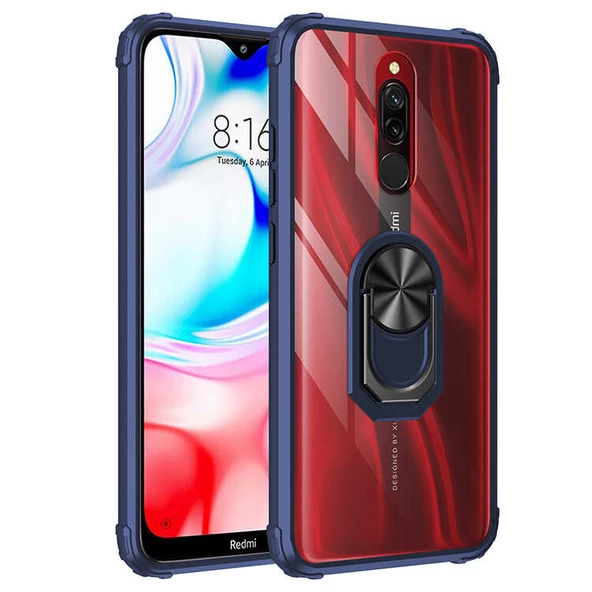 Xiaomi Redmi 8A Kılıf Şeffaf Sararmaz Yüzüklü Mola Kapak - 11