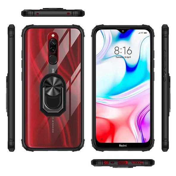 Xiaomi Redmi 8A Kılıf Şeffaf Sararmaz Yüzüklü Mola Kapak - 8