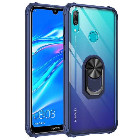 Huawei Y7 Prime 2019 Kılıf Şeffaf Sararmaz Yüzüklü Mola Kapak