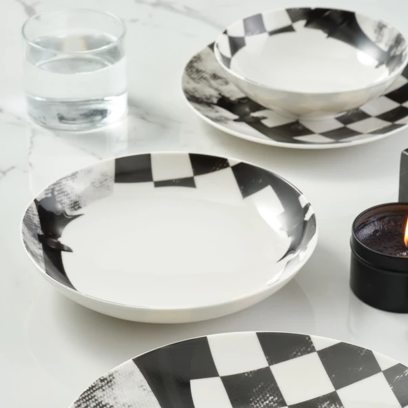 GÜRAL PORSELEN Camelia 4 Parça Sıngle Yemek Takımı Satranç Vezir - Resim 4