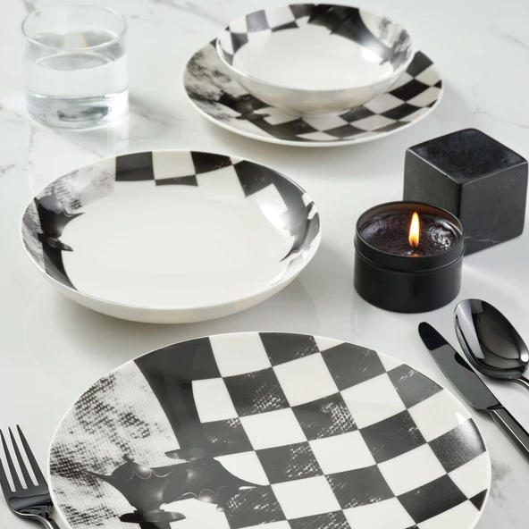 GÜRAL PORSELEN Camelia 4 Parça Sıngle Yemek Takımı Satranç Vezir - Resim 2