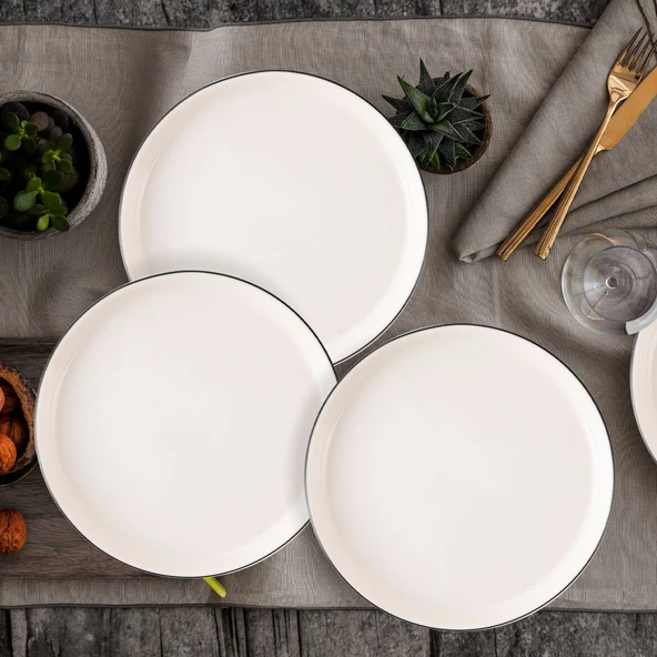 GÜRAL PORSELEN Bilbao 3 Parça 27 Cm Servis Tabağı Siyah File - Resim 2