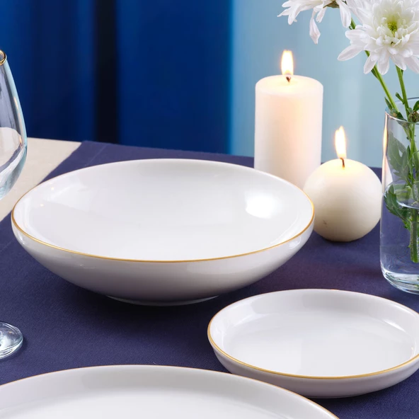 GÜRAL PORSELEN Bilbao 3 Parça Sıngle Yemek Takımı Gold - Resim 4