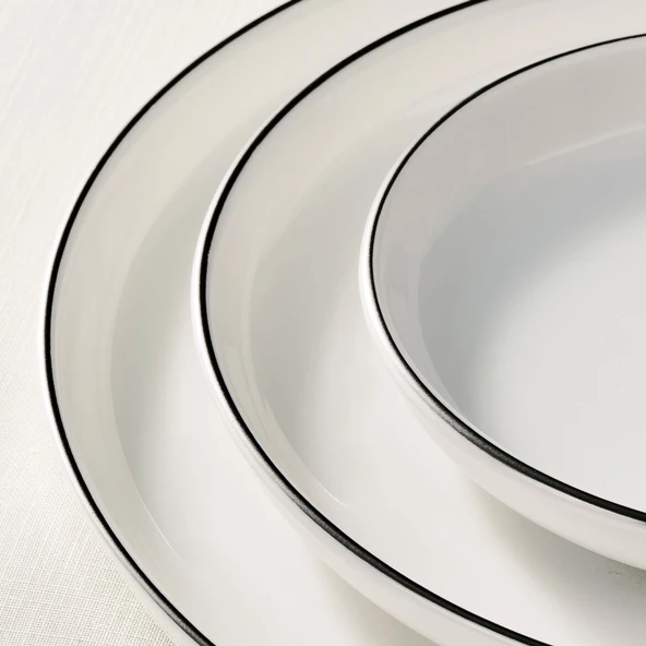 GÜRAL PORSELEN Bilbao 3 Parça 27 Cm Servis Tabağı Siyah File - Resim 3