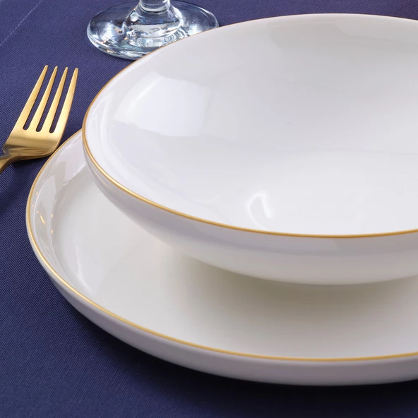 GÜRAL PORSELEN Bilbao 3 Parça Sıngle Yemek Takımı Gold - Resim 3