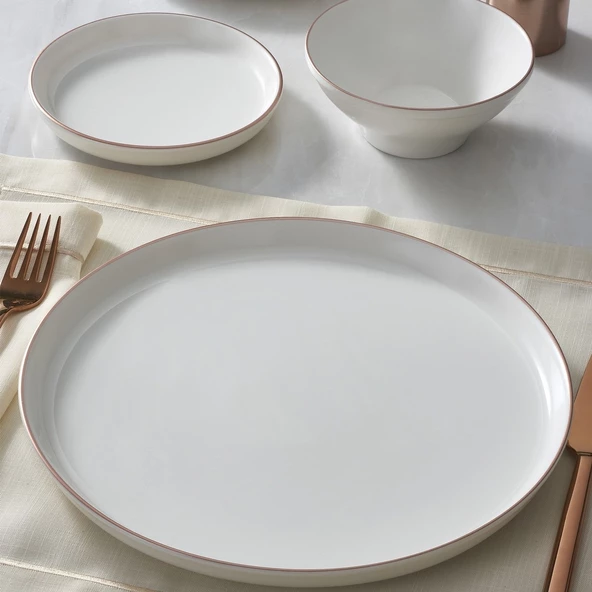 GÜRAL PORSELEN Bilbao 8 Parça 2 Kişilik Bone Yemek Takımı - Copper Bakır - Resim 2