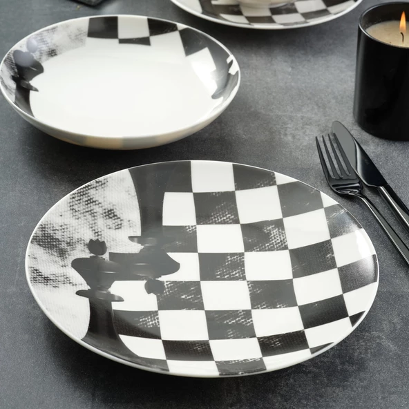 GÜRAL PORSELEN Camelia 4 Parça Sıngle Yemek Takımı Satranç Şah ürün görseli 1