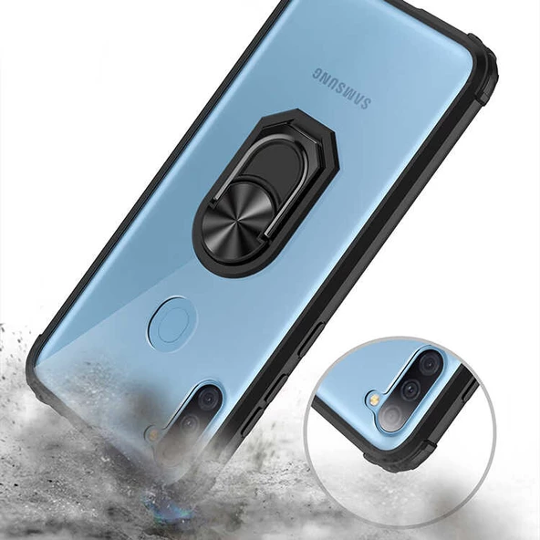 Samsung Galaxy M11 Kılıf Şeffaf Sararmaz Yüzüklü Mola Kapak - 8