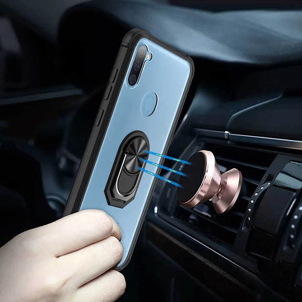 Samsung Galaxy M11 Kılıf Şeffaf Sararmaz Yüzüklü Mola Kapak - 7