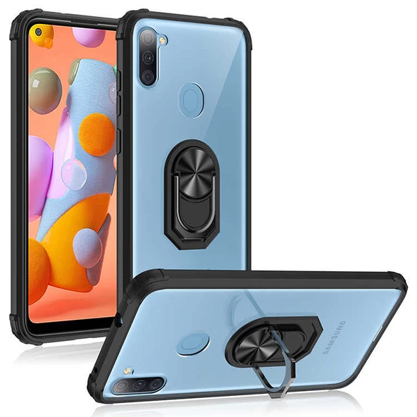 Samsung Galaxy M11 Kılıf Şeffaf Sararmaz Yüzüklü Mola Kapak - 3