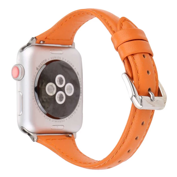 Apple Watch 7 8 41mm Kordon İnce Deri Kordon - 4